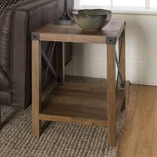 Magnolia Metal X Reclaimed Barnwood End Table By Desert Fields Walmart Com Oak End Tables Farmhouse End Tables Square Side Table Wood