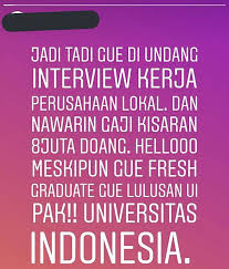 Selamat mencari kerja ya jobseeker! Viral Lulusan Ui Tolak Gaji 8 Juta Hasil Riset Ungkap Kisaran Gaji Fresh Graduate Ui Line Today Line Today