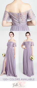 Gorgeous Lace Off The Shoulder Bridesmaid Gown With Chiffon Skirt Tbqp402 Purple Bridesmaid Dresses Bridesmaid Off Shoulder Gown Bridesmaid