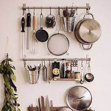 But these racks are ridiculously expensive. Buy Ikea Stainless Steel Gourmet Kitchen Wall Rail And 10 Large S Hooks Set Utensil Pot Pan Lid Rack Storage Organizer Online At Low Prices In India Amazon In