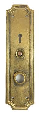 Antique Cast Bronze "Madison" Pattern Doorbell and Door Plate By Russell &  Erwin Co.