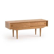 Quilda Retro Tv Storage Unit With 2 Sliding Doors Oak La Redoute Interieurs La Redoute In 2020 Tv Unit Coffee Table Square Tv Storage Unit