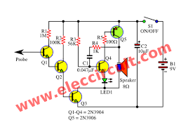You can build this circuit by using. Simple Non Contact Voltage Tester Using Transistors