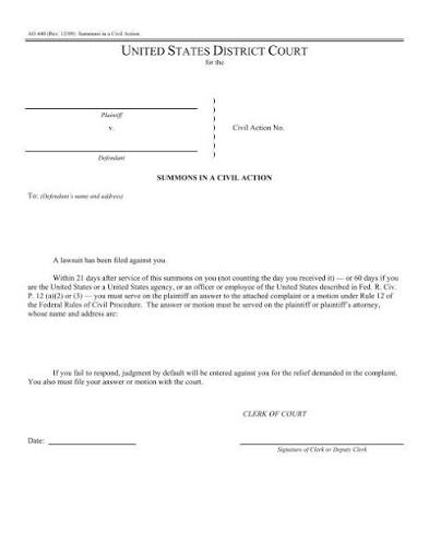 Summons in a Civil Action - US District Court Middle District of ...