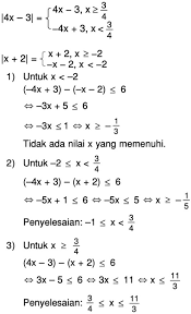 Seperti penjelasan sebelumnya bahwa nilai mutlak dari suatu bilangan adalah nilai positif dari bilangan itu. Tentukan Himpunan Penyelesaian Dari Pertidaksamaan Berikut 4x 3 X 2 6 Mas Dayat