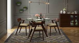 Shop for kitchen tables and chairs online at target. Wesley Thomson 4 Seater Round Glass Top Dining Table Set Urban Ladder