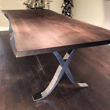 Live Edge Walnut Dining Table With Chrome Legs Live Edge Walnut Dining Table Custom Dining Tables Natural Wood Dining Table