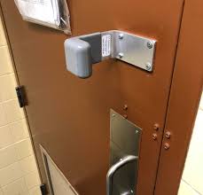 When it comes to security a bathroom door is better placed to open toward the inside because the person inside the room will have access to the hinges. Store Employees Can Open Bathroom Door With Their Forearm Instead Of Using Their Hand Mildlyinteresting