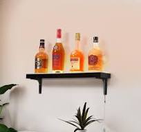 LED Light-Up Wine Bottle Display Rack - Wall-Mounted Acrylic