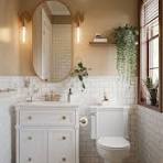 Bathroom Tile with Gold Fixtures