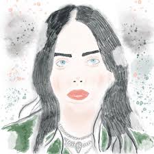 I draw Billie Eilish with watercolor