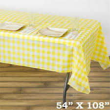 Black And White Checkered Tablecloth Plastic Gorgeous Checkered 54 X 108 Disposable Plastic Table Cover White Yellow Our Lovely Checkered Plastic Table Covers Plastic Tables Waterproof Tablecloth