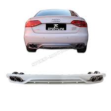 Pp Rear Lip Diffuser Exhaust Tips Muffler End Fit For Audi A4 B8 Non Sline Bumper 2009 2012 Car Exterior Accessories Audi A4