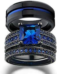 Amazoncom Loversring His And Hers Wedding Ring Sets Couples Rings Women 10k Blac Stainless Steel Wedding Bands Engagement Rings Bridal Sets Wedding Ring Sets