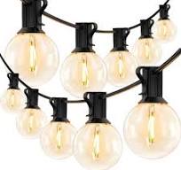 KOAOEIRS LED 50 ft. 25-Light. Outdoor Solar Integrated LED G40 Incandescent  Clear Globe Bulbs Cafe String-Light (Set of 1) 50FT-SOLAR-1P-P