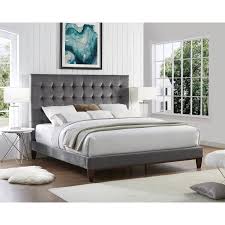 Inspired Home Scott Velvet Upholstered Platform Bed Upholstered Platform Bed Modern Upholstered Beds Velvet Bed Frame