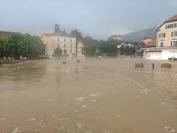 Vintage switzerland // circa 1896 // tirage citrate // format (cm): Un Deluge Inonde Le Jura Bernois Rtn Votre Radio Regionale