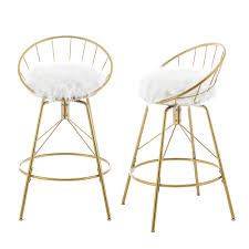 Check spelling or type a new query. Awonde Swivel Metal Barstools Set Of 2 Counter Height Bar Stools With Backs Gold Bar Chairs 30 White Fur Buy Online In Bahamas At Bahamas Desertcart Com Productid 191797890