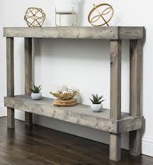 Union Rustic Dunlap Solid Wood Console Table Wayfair In 2020 Wooden Sofa Wood Console Table Sofa Table