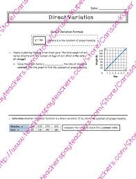 Direct Variation Guided Notes 7th Grade Math Direct Variation Math Worksheets