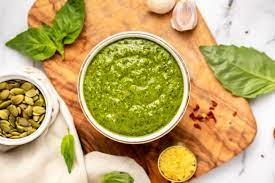Nut Free Vegan Pesto Only 6 Ingredients From My Bowl Recipe Vegan Pesto Pesto Recipe No Pine Nuts Dairy Free Pesto