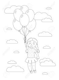 Scooby doo and shaggy skiing tandem coloring page. The Girl Is Flying On Balloons In The Sky Among The Clouds Coloring Royalty Free Cliparts Vectors And Stock Illustration Image 154846819