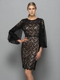 Column Scoop Long Sleeves Lace Knee Length Evening Dress Knee Length Evening Dress Cheap Designer Dresses Long Sleeve Lace
