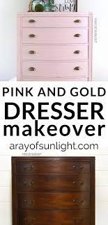 Pink Vintage Dresser With Gold Hardware Diy Dresser Dresser Makeover Vintage Dresser Makeover