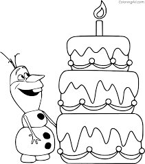 Free printable birthday cake coloring pages for kids. Olaf And A Big Birthday Cake Coloring Page Coloringall