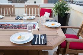 Dining Table Chairs With A Fire Pit In The Middle 20 Year Warranty Durable Outdoor Furniture Dining Table Chairs Counter Table