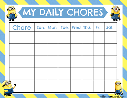 Minion Chore Chart Free Printable Household Chore Chart
