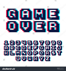 3d Pixel Video Game 8 Bit Font Poster Typeface With Shadow 3d Effect Set Of Retro Style Latin Capital Letters Pixel Art Pattern Pixel Art Cross Stitch Fonts