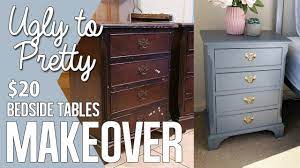 You don't have to use spray paint, you could use a furniture paint and i did consider it, however i feel like you get a neater coverage with spray as. Diy Bring Bedside Tables Back To Life Using Grey Paint To Restore Your Drawers 20 Makeover Hack Youtube