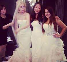 Maybe you would like to learn more about one of these? Lady Gaga Wedding Dress Pop Star Tries On Wedding Gown With Friends Photos Huffpost Life