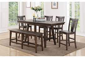 If you're considering the mix and match effect with a dining table with bench, make sure to measure the height of your current set of dining room chairs. Winners Only Daphne Ddt33678 4x345024 345524 78 Solid Birch Counter Height Dining Table Set With Four Stools And Dining Bench Dunk Bright Furniture Table Chair Set With Bench