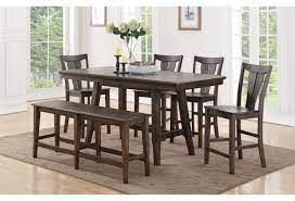 This industrial bar table set will make a great addition to your kitchen & dining room decor.the vintage set is made of solid mango wood and sturdy steel frame and is highly stable and durable. Winners Only Daphne Ddt33678 4x345024 345524 78 Solid Birch Counter Height Dining Table Set With Four Stools And Dining Bench Dunk Bright Furniture Table Chair Set With Bench