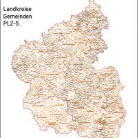 Alle infos zu corona in rlp: Rheinland Pfalz Saarland Vektorkarte Landkreise Gemeinden Plz 5 Grebemaps B2b Kartenshop