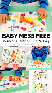 Baby Mess Free Bubble Wrap Painting Show Off Your Baby S First Masterpiece With This Fun Bubble Wra Baby Art Activities Baby Art Projects Toddler Art Projects