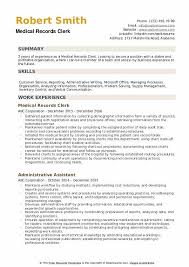 Medical Records Clerk Resume Samples Qwikresume