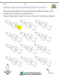 addition subtraction to 10 coloring sheets for kindergarten