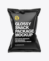 Glossy Snack Bag W Tape Mockup In Bag Sack Mockups On Yellow Images Object Mockups