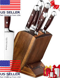 Knife Set 6 Piece Kitchen Knife Set With Block Wooden Chef Knife Set Emojoy Knife Set Kitchen Chef Knife Set Knife