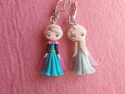 Earrings Elsa Frozen In Fimo Polymer Clay Etsy Cute Clay Clay Polymer Clay