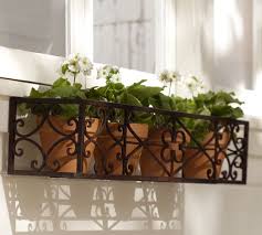 Panacea 88559 flat iron series planter boxes, black, 48 l, 4 pack. Iron Gate Window Box Pottery Barn