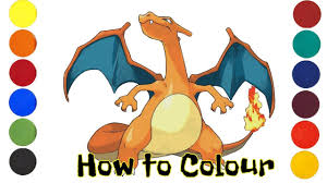 Two nails with a blue tip curved upward from the. How To Colour Charizard Colouring Page Pokemon Go Colouring Pictures Youtube