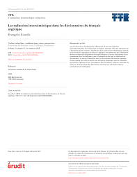 • dictionnaire général de la langue amazighe : Pdf La Traduction Intersemiotique Dans Les Dictionnaires Du Francais Argotique