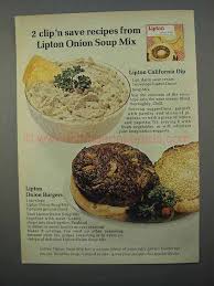 Lipton recipe secrets onion soup mix. 1966 Lipton Onion Soup Mix Ad California Dip Burgers