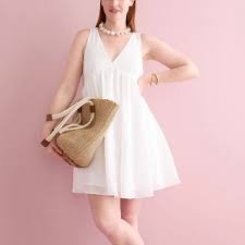 J Crew Double V Neck Ramie Cotton Sleeveless Dress M