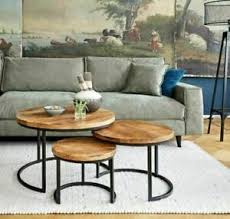Or separate the tables and scatter around the room f. Industrial Nested Coffee Table Set Of Three Wood Metal Side Table End Tables Ebay