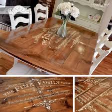 Gathering For Dinner Around A Custom Stenciled Dining Room Table Dining Room Table Diy Kitchen Table Dining Table Chairs